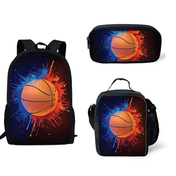 

Teenager Boys Primary School Bag Backpack 3pcs/set Kids School Bags for Children Custom pattern 3D Basketball Printing Schoolbag