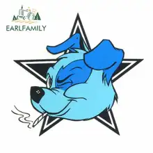 EARLFAMILY 13cm x 12.5cm Funny Car Stickers Little Blue Dog Anime Cartoon Oem RV VAN 3D DIY Fine Decal Trunk Truck Accessories