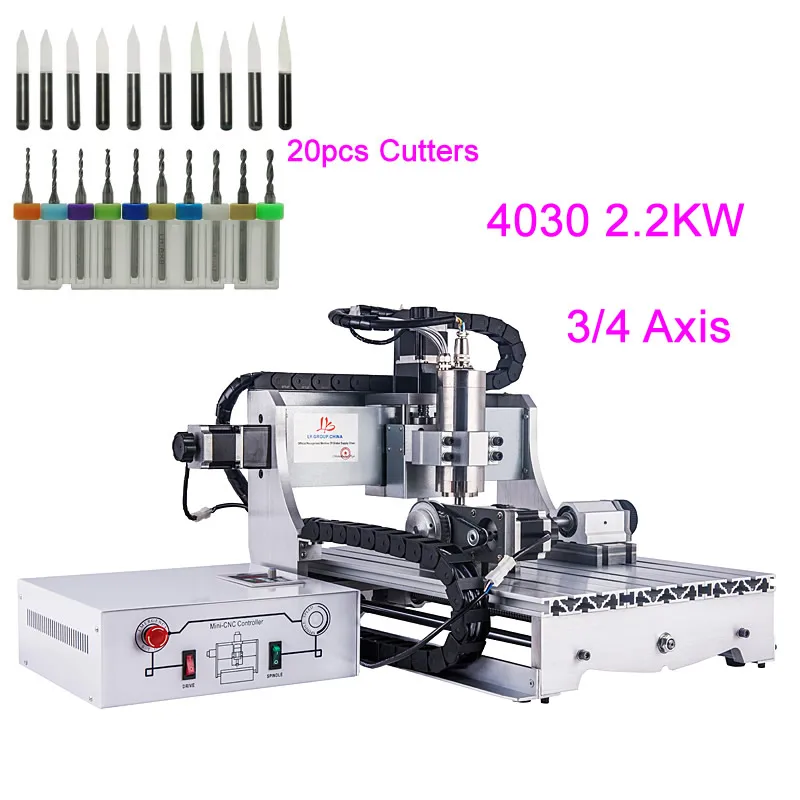 4 Axis 2.2KW 4030 Metal Milling Cutting Machine 3040 CNC Router Engraving with Rotary | Инструменты