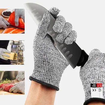 

Safety Cut-Resistant Safety Gloves Anti Cut Proof Gloves Grey Anti-cut Level Work Gloves Kitchen Garden Butcher