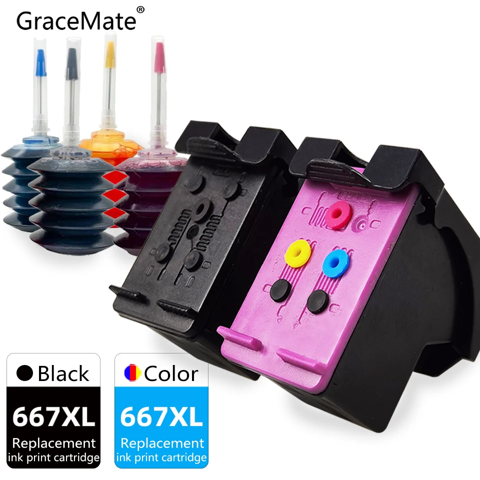 Cartucho de tinta de gran capacidad, 667 XL, Compatible con HP 667XL,  Deskjet Plus, Ink Advantage 1275, 2374, 2375, 2376, 2775, 2776|Cartuchos de  tinta| - AliExpress