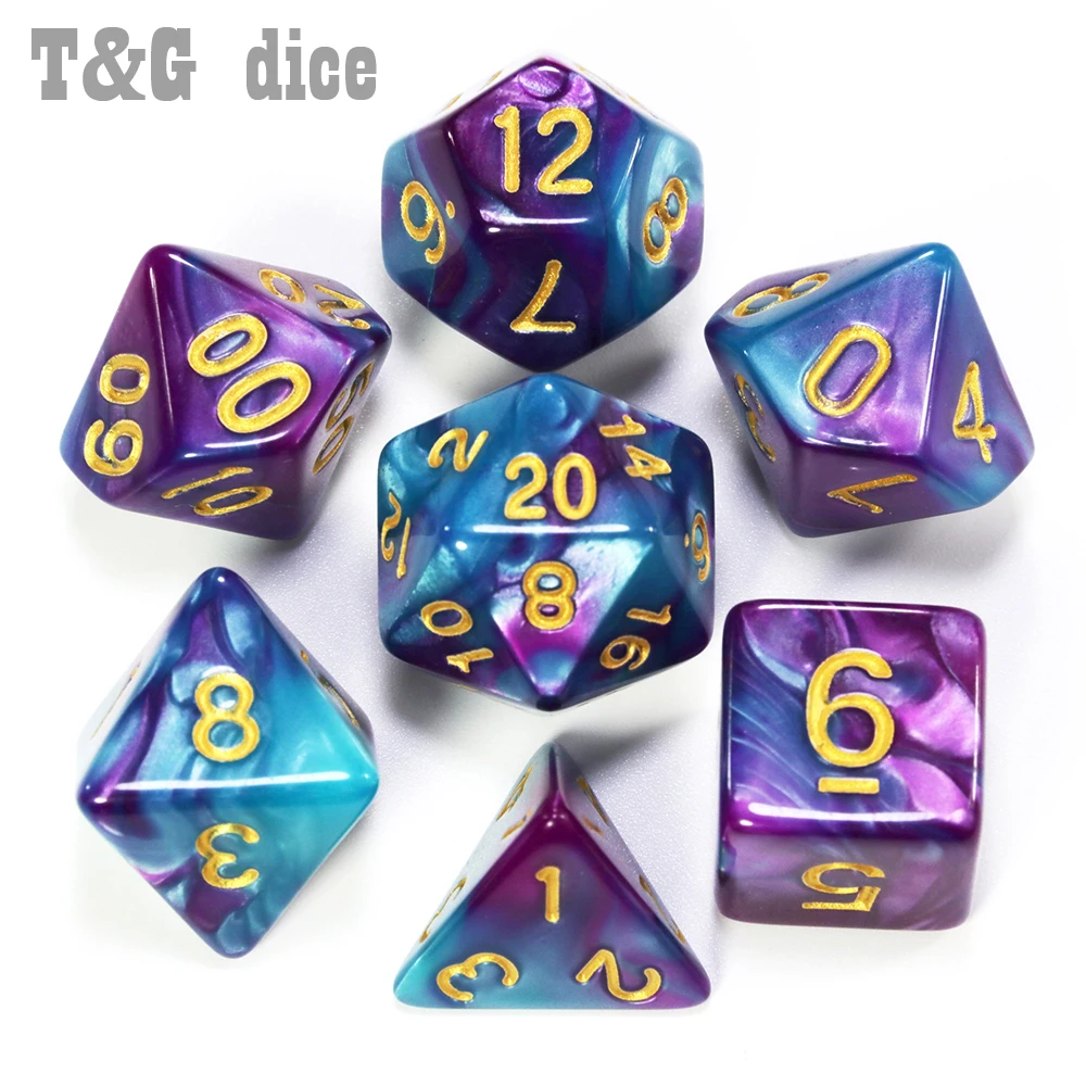 Крутые Разноцветные Игральные Кости 7 шт./компл. Dnd доска с кубиками игры/ролевые