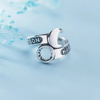

925 Silver Wrench Rings Punk Rock Jewelry Minimalism Charm Anel Bohemia Jewelry Vintage Bague Femme Anelli Rings for Women