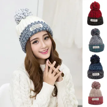 

Woman Beanie Knit Hat Hairball Pom Pom Hats Female Thick Hat Winter Warm Cute Girls Fashion Cap Winter Warm Hats Ski Caps #L20