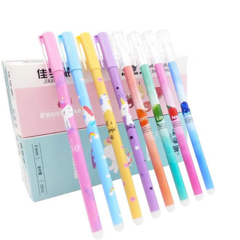 

4Pcs/Set Unicorn Erasable Pen Refill Rod 0.5mm Blue/Black Ink Magic Gel Pen For School Office Writing Supplies Kawaii Stationery