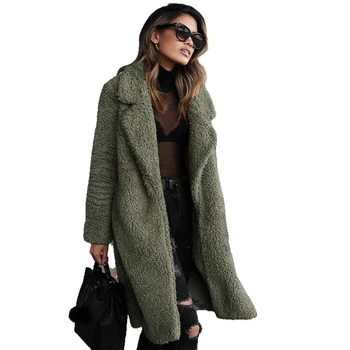 

6-Color Women Suede Jacket 2019 Winter Caramel Long Coat Women Fashion Female Long Sleeve Casual Faux Fur Coat Fluffy Outerwear