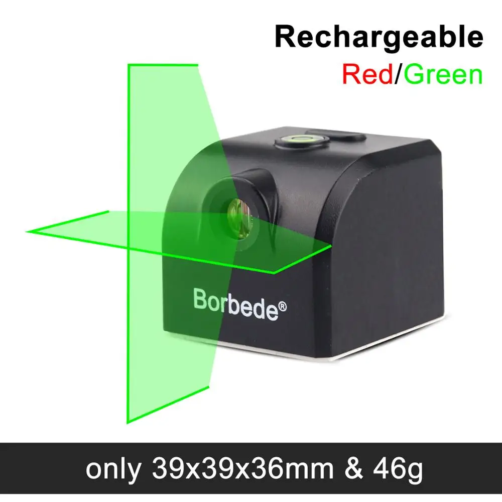 

Borbede Laser Level 2 Red/Green Horizontal and Vertical Laser Cross Lines Rechargeable Super Mini Pocket Size Upgrade