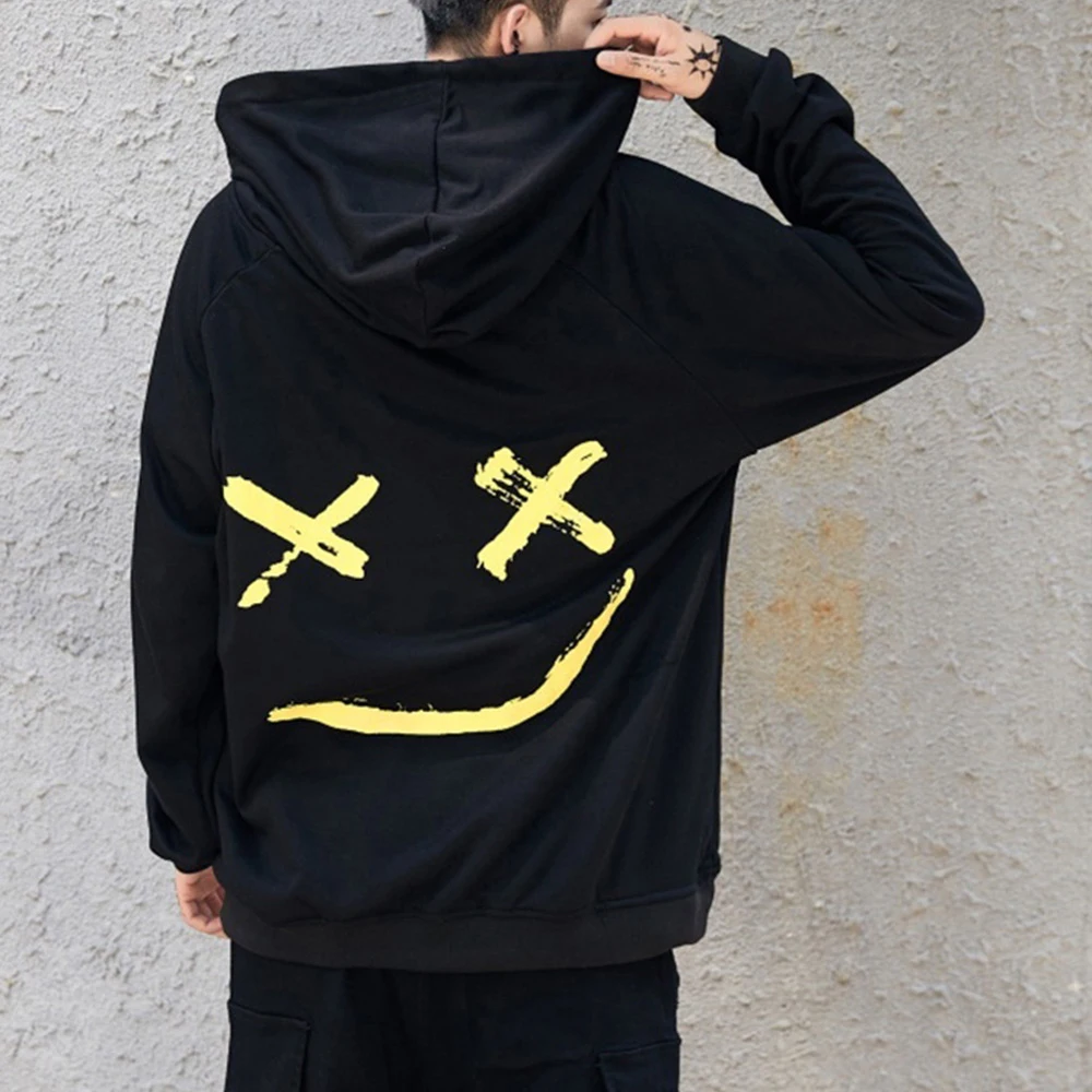 Мужские толстовки с капюшоном Smile модные большого размера в стиле хип хоп уличная