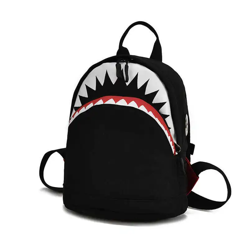 Детский рюкзак Акула школьная сумка для книг ученическая мальчик рюкзак тканевый для девочек подарок - Цвет: Large Black