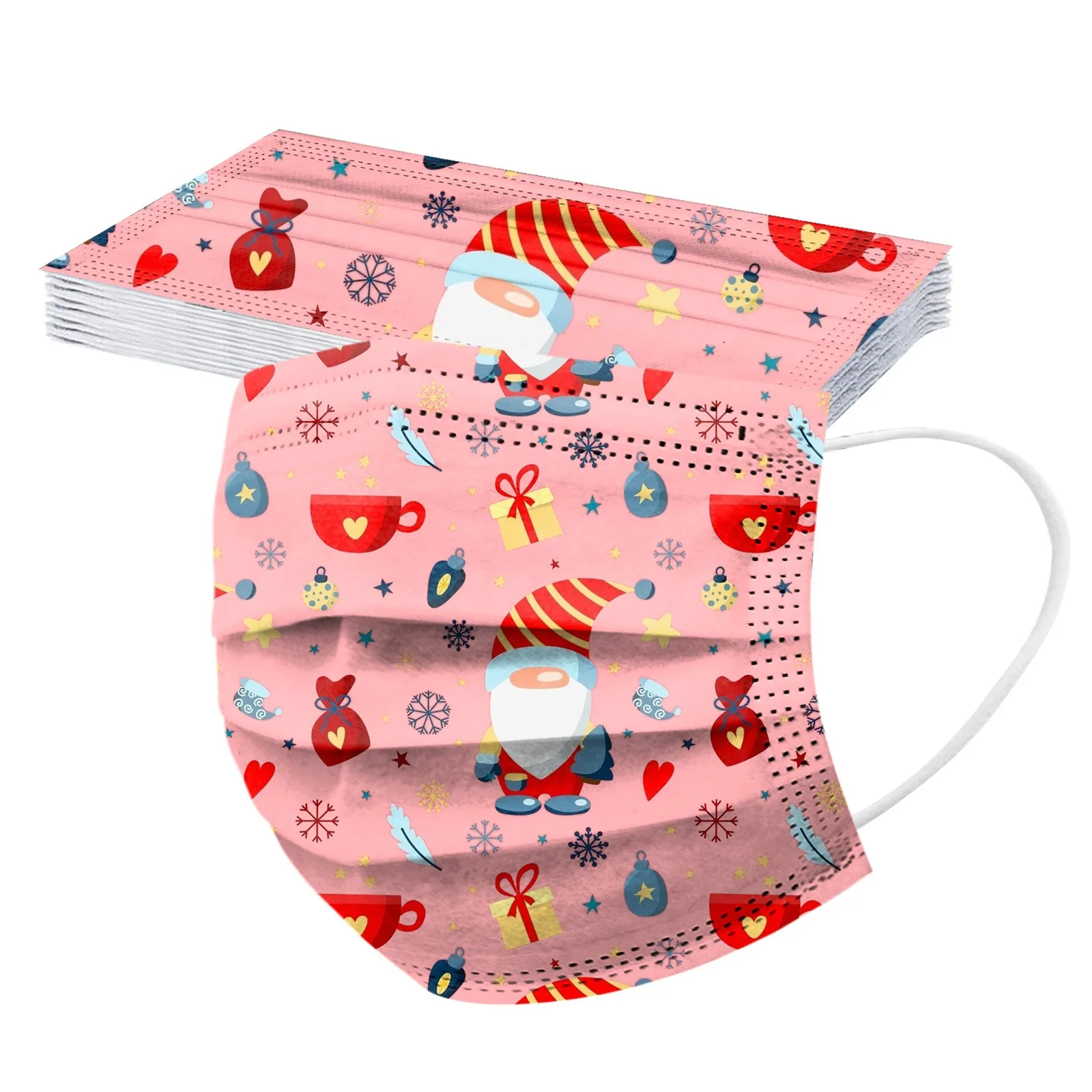 10pcs Adult Christmas Masks Disposable Face Mask Industrial 3 layer