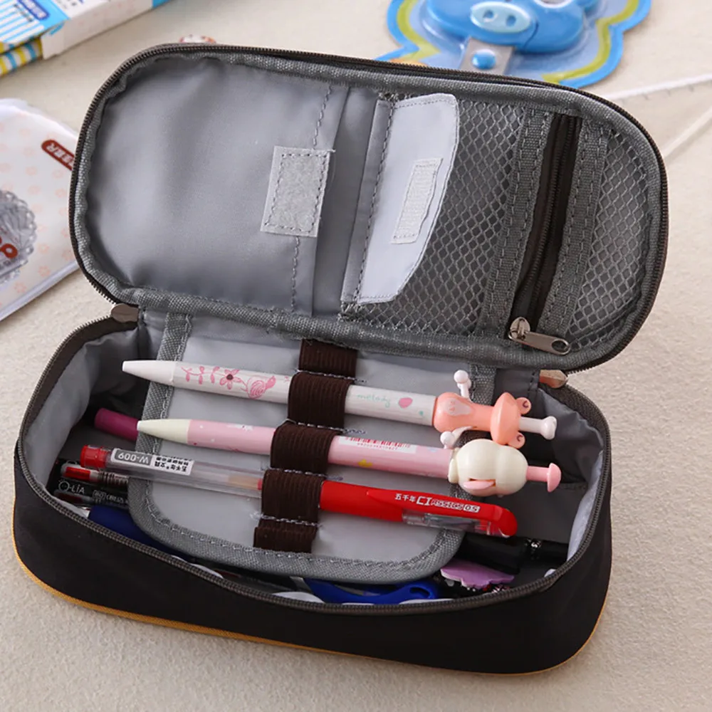 20# Trousse Scolaire большая емкость многофункциональная холщовая пенал сумка-Органайзер для хранения пенал Trousse Scolaire Stylo