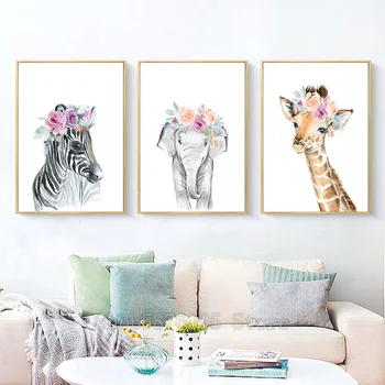 

5D DIY animal diamond painting zebra elephant giraffe nursery wall art children infant bedroom decoration Mosaic 3 pieces TT3062