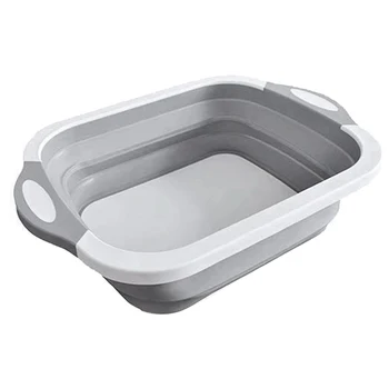 

Collapsible Cutting Board with Dish Tub,Colander Fruits Vegetables Wash and Drain Sink Storage Basket Multifunctional Kitchen Ga