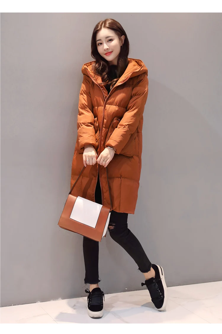 Long Sleeve Thick Mid-length Slim Fit Winter Convention Zipper Hooded Street Solid Color Cotton-padded Clothes/Cotton Coat