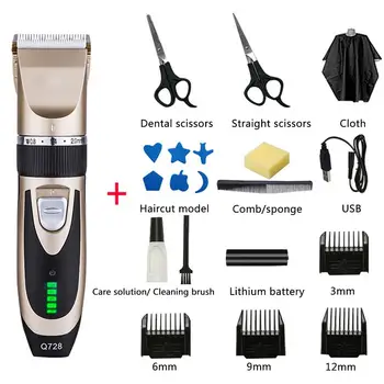 

9/21pcs Professional Digital Hair Trimmer Rechargeable Electric Hair Clipper Men's Cordless Haircut Adjustable Ceramic Blade
