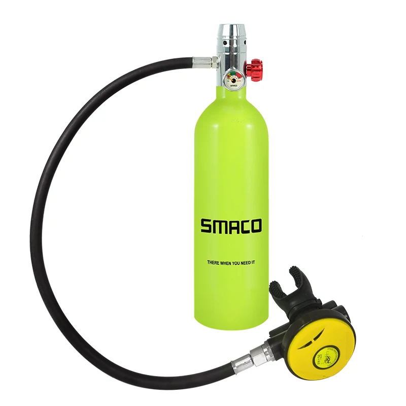 SMACO оборудование для дайвинга мини-цилиндр для подводного плавания S400 1L кислородный воздушный резервуар для подводного дыхания 15 минут - Цвет: yellow green