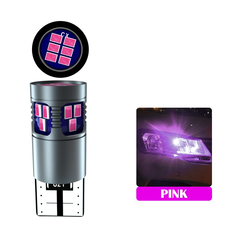 Pink 2 шт Canbus T10 Leb лампы W5W 194 168 автомобильные лампы габаритные огни для VW Golf Bora Jetta POLO GOLF Passat Skoda Octavia A5 Fabia - Испускаемый цвет: Pink