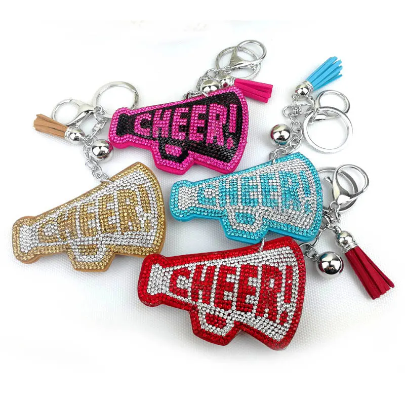 cheer up  gift Full Crystal Rhinestone words cheer Keychain Car keyrings Women's bags Decoration Accessories  Pendants Jewelry