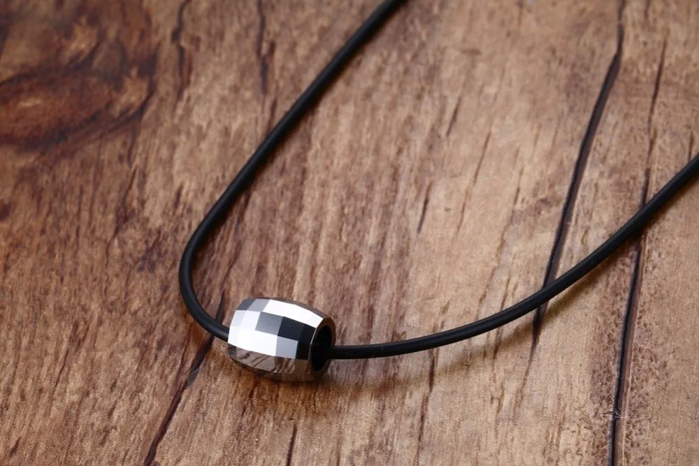 Mens Tungsten steel Pendant Necklace black 17