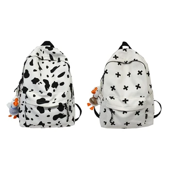 

Cow Pattern Cotton Bag Harajuku Style Soft Girl Backpack