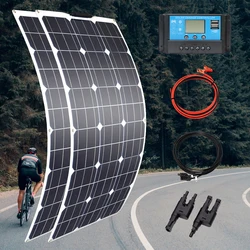 Flexible Solar Panel kit complete Module Cell 18V 100w 200w 300w 400w Controller for RV/Boat/Car/Home 12 V / 24V Battery Charger
