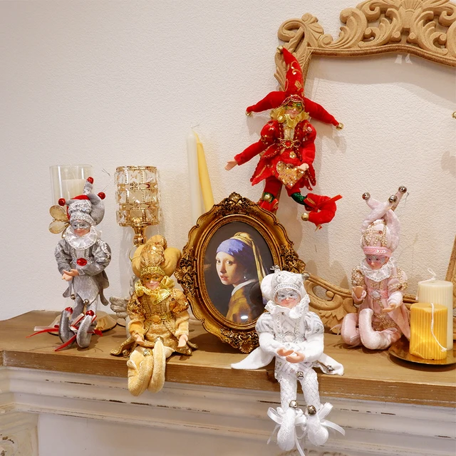 Karácsonyi Dekoráció Kézzel Készített Újévi Függő Ülő Elf Játék Plüss Karácsonyfa Dísz Ajándékok - Image 5