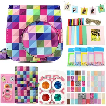 

Fujifilm Instax Mini 9 8 8+ Camera Accessories Bundle Kit Shoulder Strap Bag Case Photo Album Film Frame Filters Selfie Lens Set