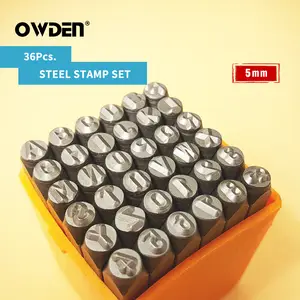 OWDEN Professional 36Pcs. Steel Metal Stamp Set,(1/4) 6mm,steel Number and Letter Punch Set,Alloy Steel Made HRC 58-62 for Jewelry Craft stamping.