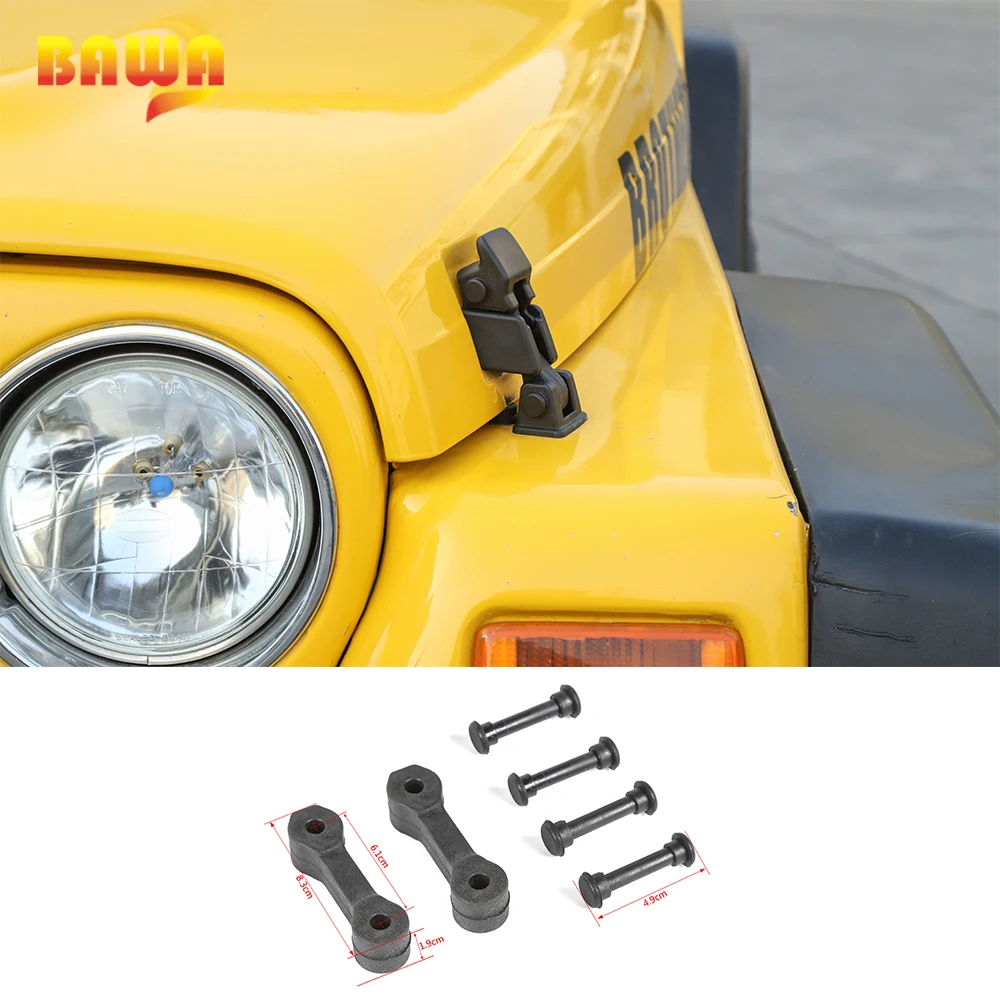 BAWA детали защелки капота двигателя для Wrangler TJ 1997-2006 ABS Замок капота для Jeep Wrangler TJ Автомобильные замки капота