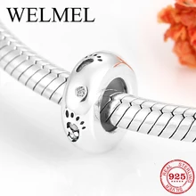 Интересные детские лапки 925 Серебряная Проставка бусины-пробки Pandora оригинальное ожерелье браслет бусины ювелирные изделия