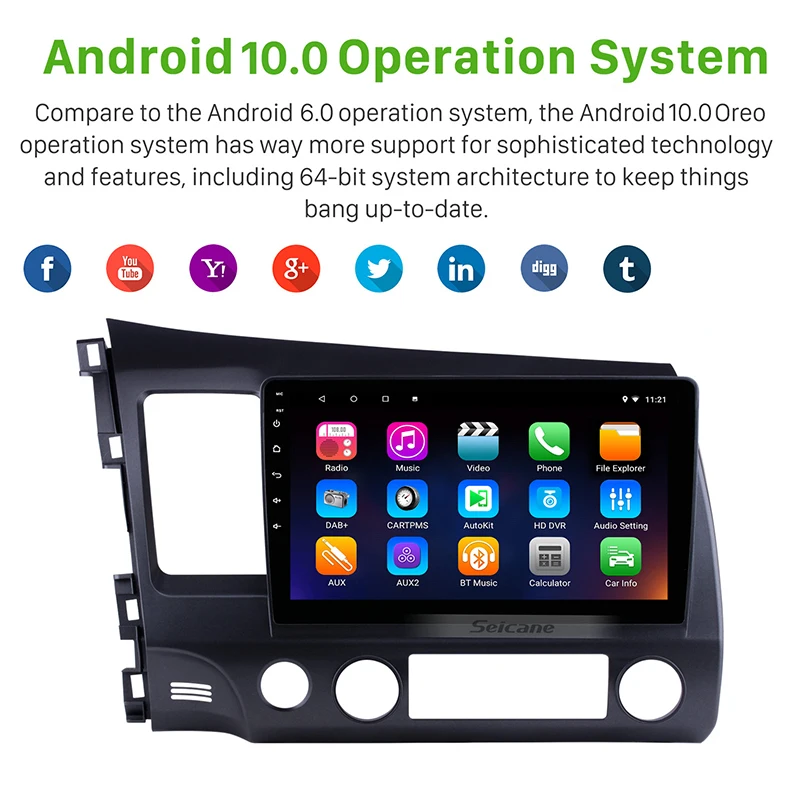  Seicane 10.1 inch Android 10.0 Car GPS Navigation Radio Multimedia Player for 2006 2007 2008 2009 2