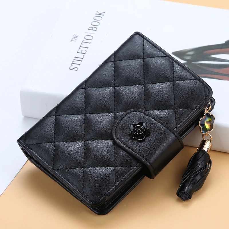 

New Arrival Women Hasp Wallet Zipper Tassel Wallet Female Short Coin Purse Card Holder Korean Style Elegant Cartera Mujer.