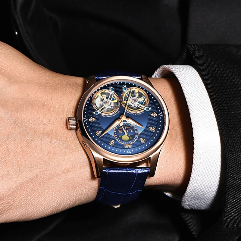 Часы Reloj LIGE мужские с турбийоном швейцарские автоматические Модные механические
