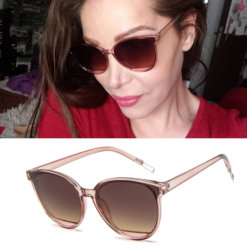 Vintage Sunglasses Women Cat Eye Sunglasses Mirror Ladies Sun Glasses For Women Fashion 2020 Big Frame Girls Oval Sunglass