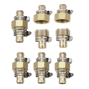 

5/8In Garden Hose Mender End Repair Male Female Hose Connector with Stainless Clamp for Garden Hose, Sprayer, Nozzle