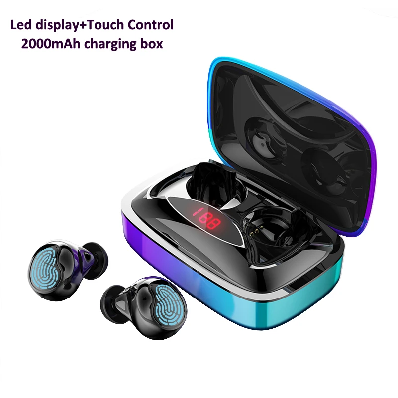 TWS 5 0 bluetooth наушники 2000 мАч Мощный светодиодный дисплей сенсорная кнопка