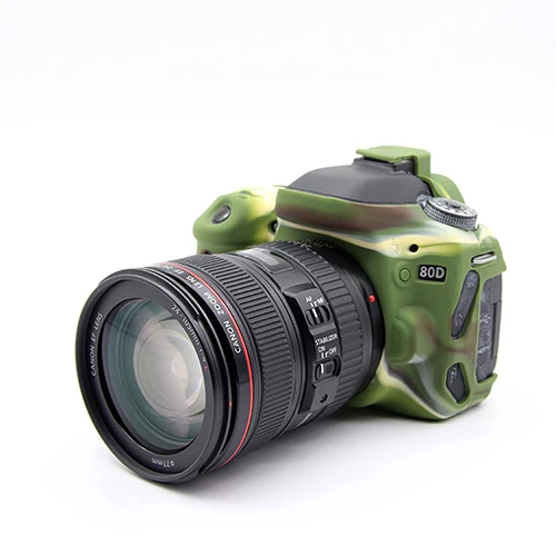 Nice soft Silicone Case For Canon 80D Camera Video Bag Camera Case Rubber Protective Body Cover Skin For Canon EOS 80D 4 Color - Цвет: ArmyGreen