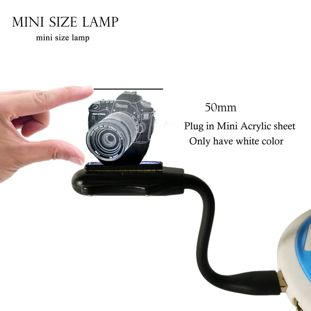 MINI 1 WHITE COLOR Светодиодная лампа canon в форме камеры, креативная 3D USB лампа, ночник для подростков, подарки, декор для комнаты, фотографы, подарок, Лава - Испускаемый цвет: MINI 1 WHITE COLOR