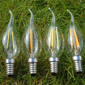 

E14 2W 4W 6W COB LED Lamp Filament Glass Blub AC220V Retro Candle lights Lighting replace halogen light