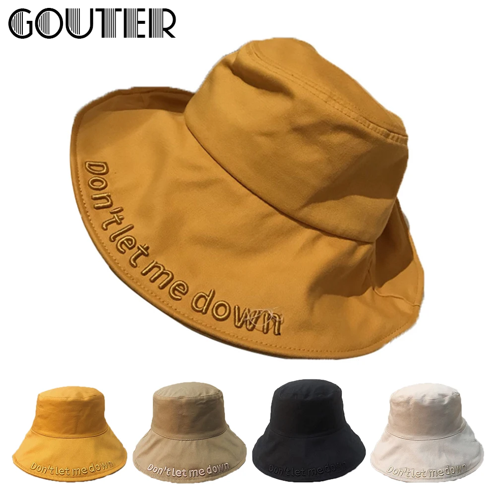 GOUTER Dno't Let Me Down Stitchwork Bucket шапки для мужчин и женщин Панама шляпа хлопок вышивка