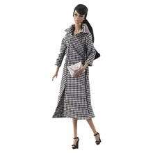 Manteau pied de poule plaqué pour Barbie, sac à main, vêtements de poupée, veste, Parka, tenues, accessoires de poupées, jouet bricolage pour enfant, 1/6 BJD