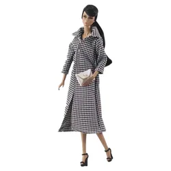 Manteau pied de poule plaqué pour Barbie, sac à main, vêtements de poupée, veste, Parka, tenues, accessoires de poupées, jouet bricolage pour enfant, 1/6 BJD 