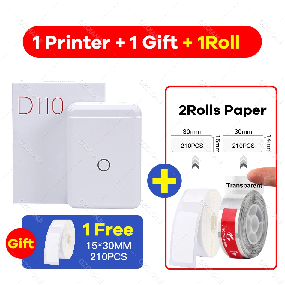 mini thermal printer Niimbot D110 Label Printer Mini Sticker Paper Roll Transparents Wireless Bluetooth Phone Printer Label Price Tag Printing Label small portable printers for travel Printers