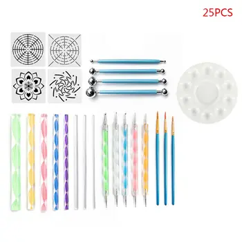

25pcs/set Mandala Dotting Tools for Painting Rock Stone Pen Paint Stencil Brush Q6PA