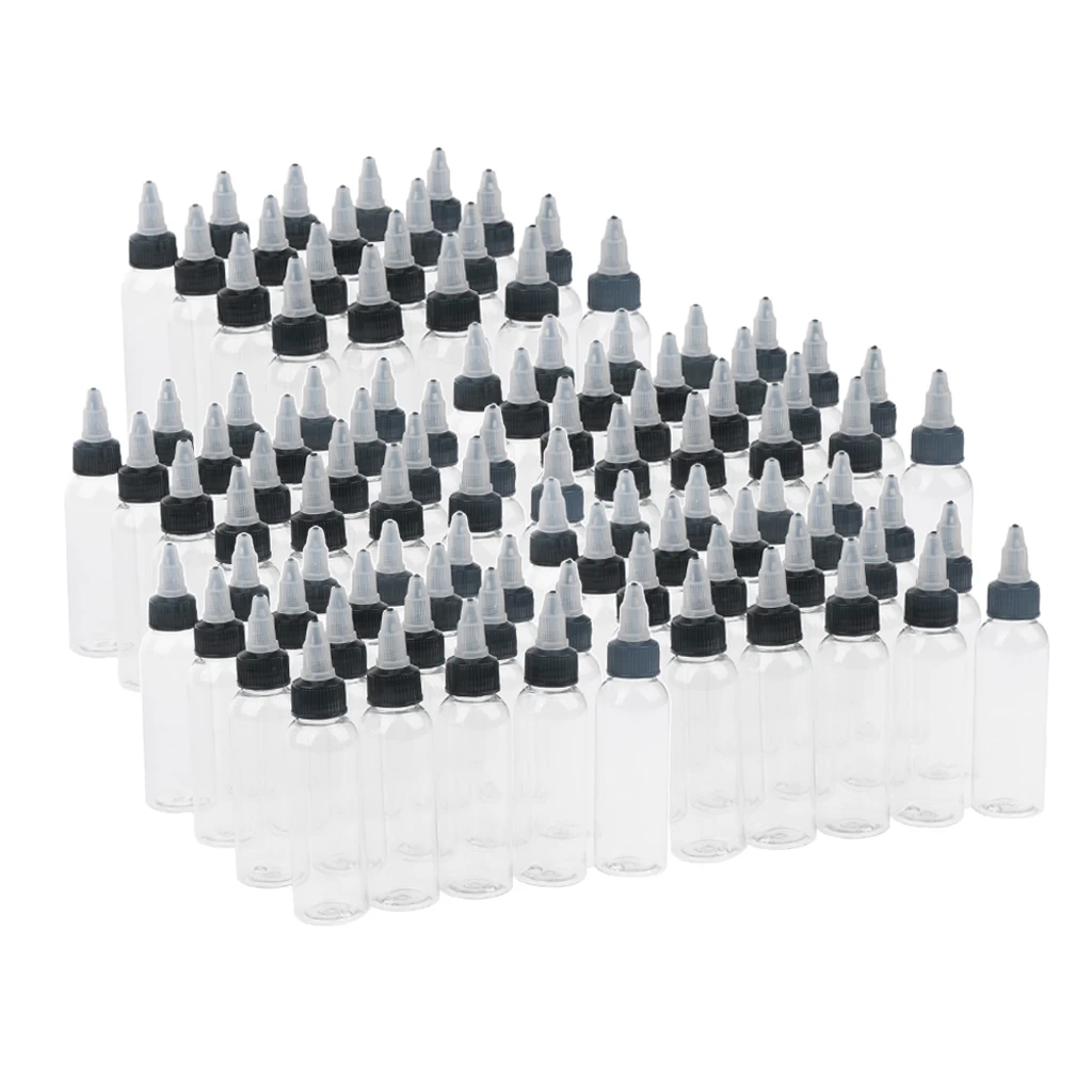 100pcs Empty Liquid Squeeze Bottle With  Top Cap Tip Applicators 30ml
