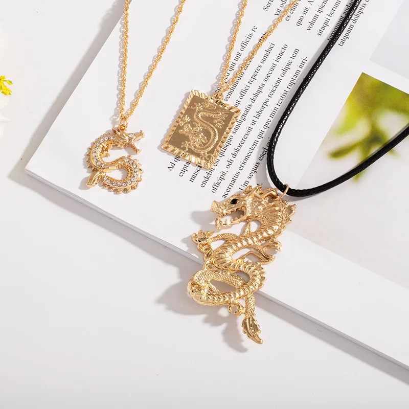 Благоприятный дракон кулон ожерелье для женщин и мужчин ювелирные изделия китайский "FU" Благословение богатство благоприятное долговечность счастливый символ подарки