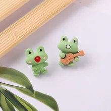 Cartoon Cute Animal Pin Playing Guitar Exquisite Ornaments Plastic Clay Screaming Frog Trend Fashion Frog Jewelry Pins