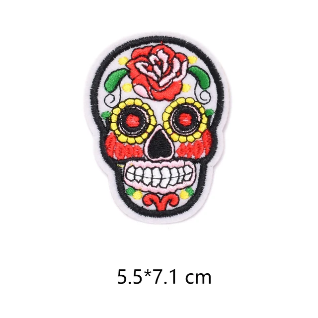Skeleton Skull Patches For Clothing Badges Goth Gothic Embroidered Appliques Sewing Iron On Patch Tranfer Sticker For Clothes 1