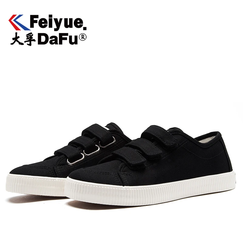black canvas velcro shoes