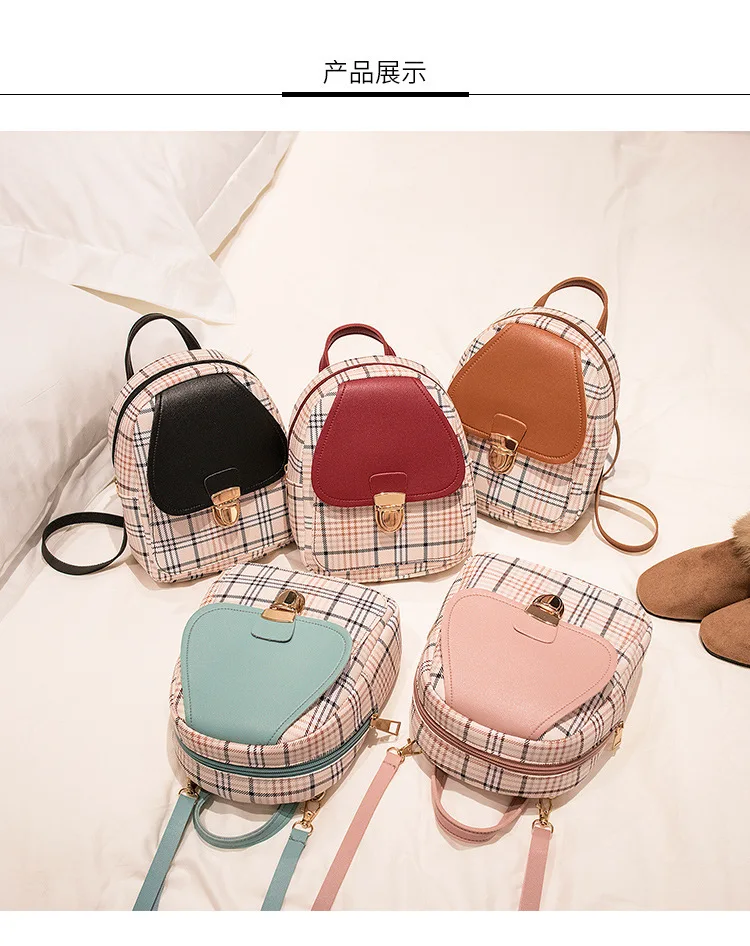 Mini Backpack Crossbody Bag For Teenage Girl Plaid Women Shoulder Phone Purse Korean Style New Trendy Female 2021 best stylish backpacks for college